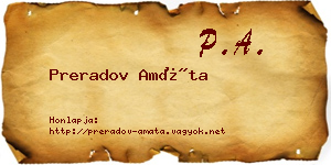 Preradov Amáta névjegykártya